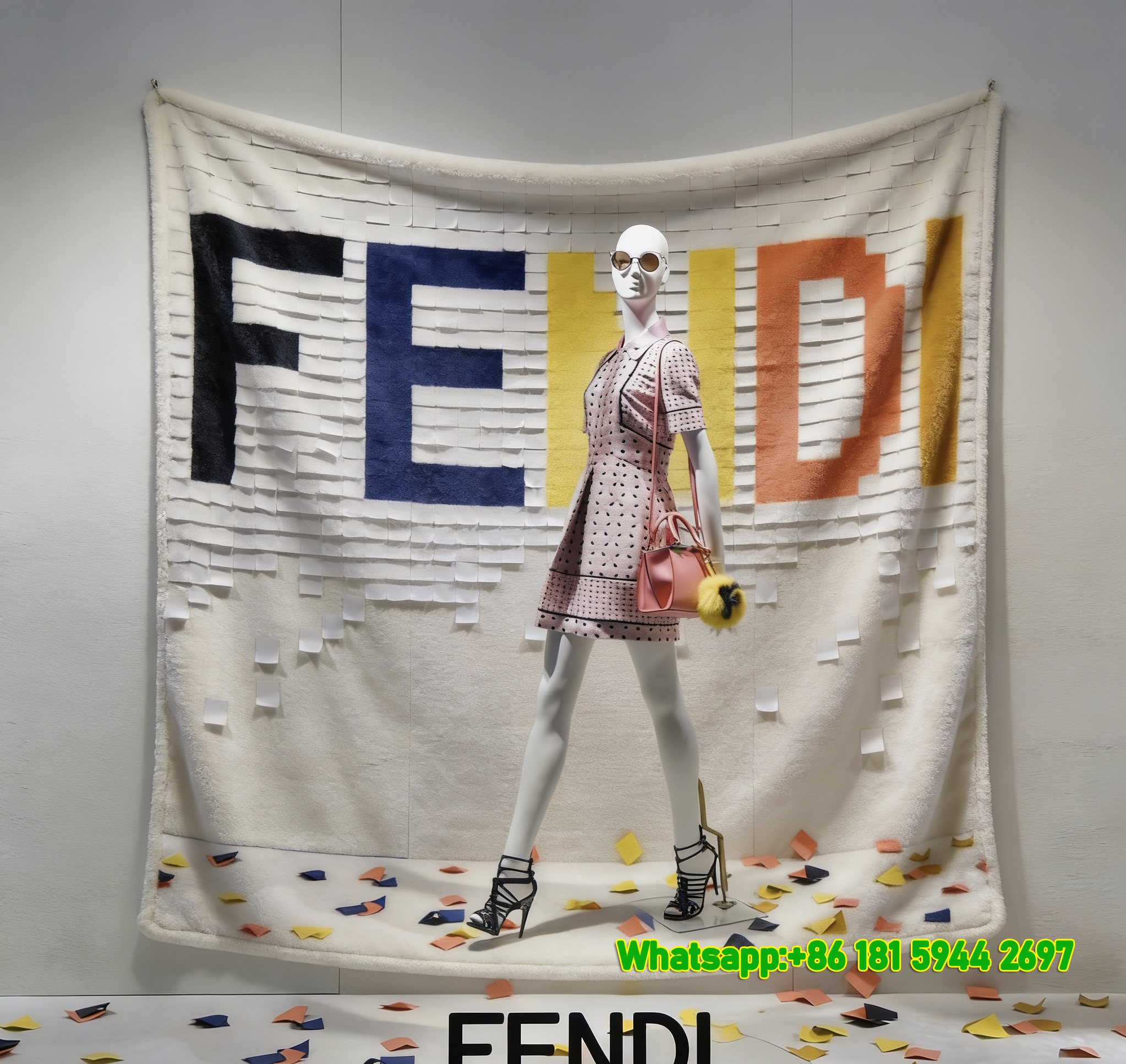 Fendi Roma Window Display Mannequin Flannel Throw Blanket IMG_9577